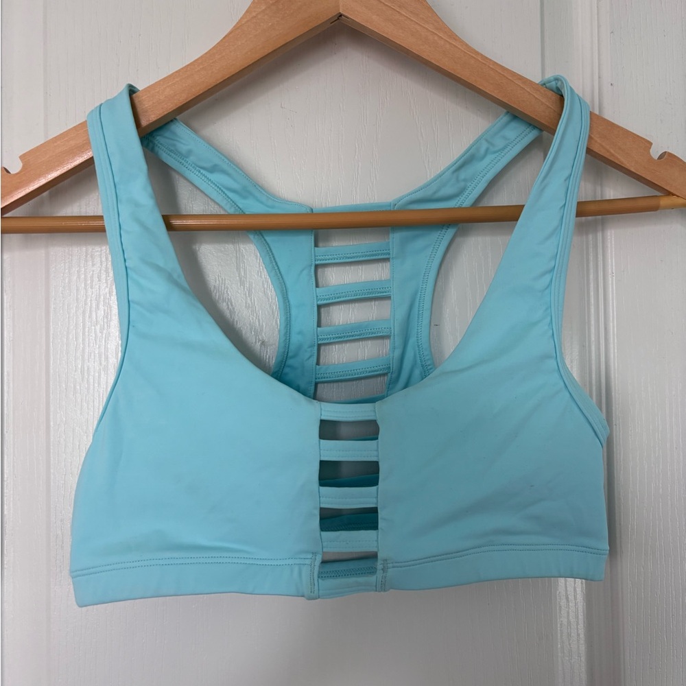 PINK Light Blue Strappy Sports Bra